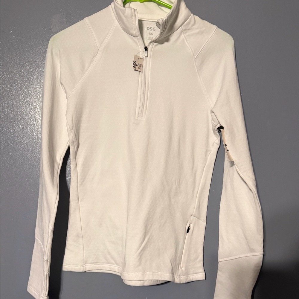 DSG Women’s Run Grid 1/4 Zip Pullover XS White Athletic Top NWT